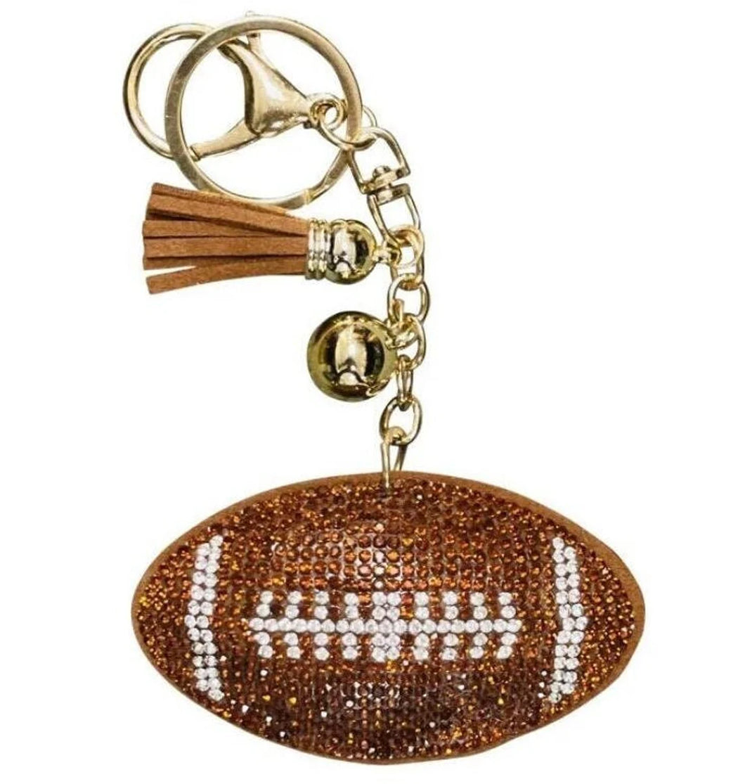 Rhinestone Football Keychain